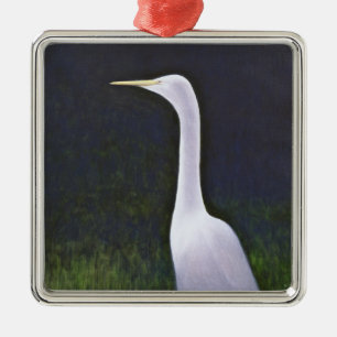 Weißer Reiher Silbernes Ornament