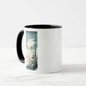 Weißer Reiher und Iris Tasse (Vorderseite Links)