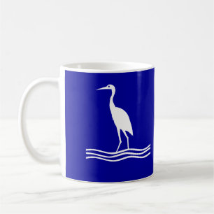 Weißer Reiher-Vogel-blaue Kaffee-Tasse Kaffeetasse