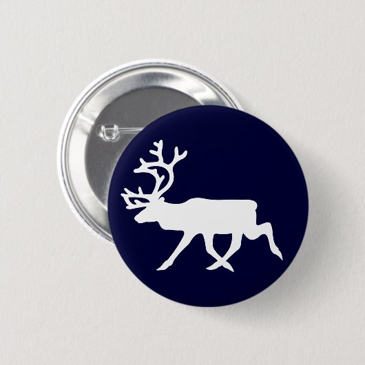 Weißer Rentier Button (Vorne & Hinten)
