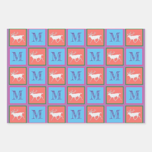 Weißer Rentier Farbenfrost Weihnachtsfest Set Geschenkpapier Set (Vorderseite 3)