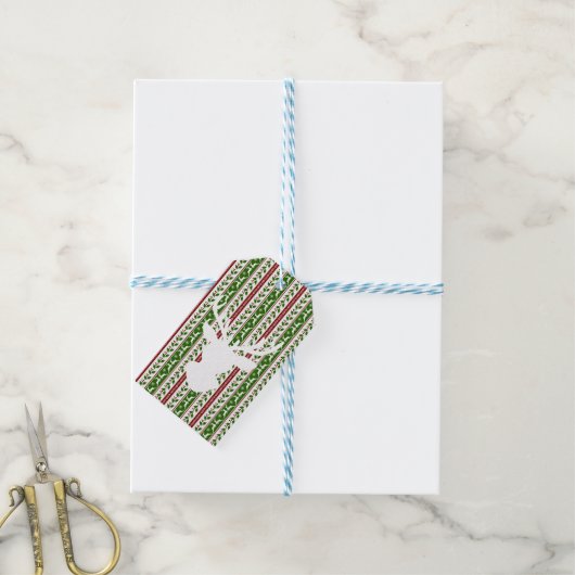 Weißer Rentier Geschenkanhänger (Mit Garn)