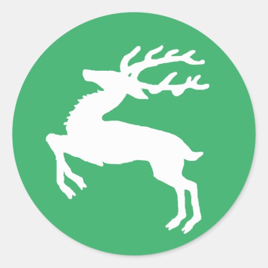 Weißer Rentier Runder Aufkleber (Vorderseite)