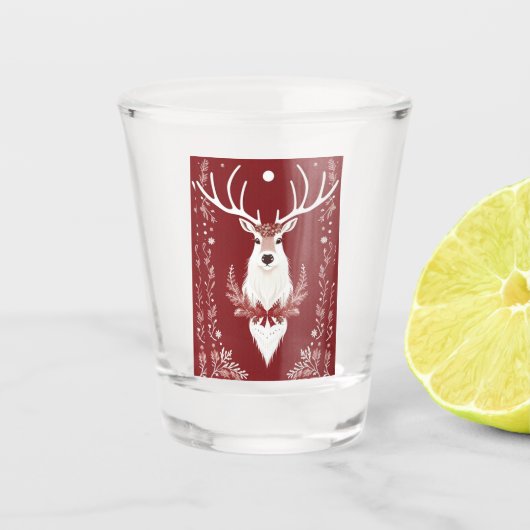 Weißer Rentier Schnapsglas (Vorderseite)