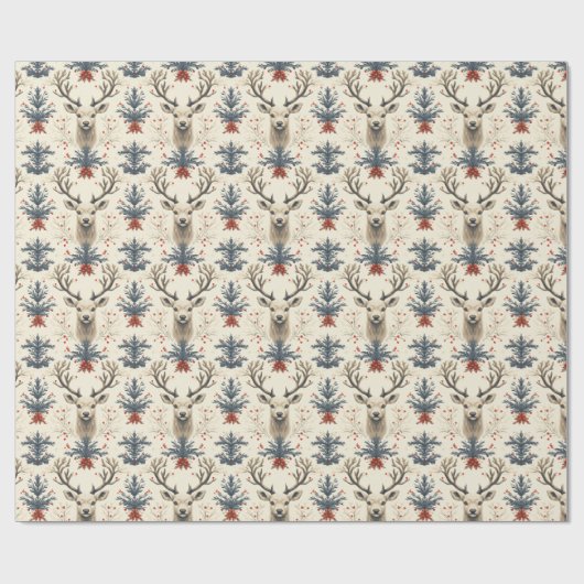 Weißer Rentier und warme Beige Geschenkpapier (Flach)