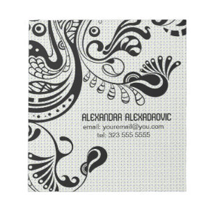 Weißer Retro-Abstrakter Phönix-Vogel-Monogramm Notizblock