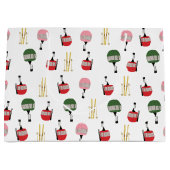 Weißer Retro Skilift Gondelbahn Winterski Große Geschenktüte (Vorderseite)