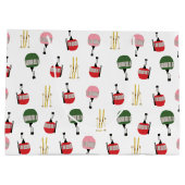 Weißer Retro Skilift Gondelbahn Winterski Große Geschenktüte (Rückseite)