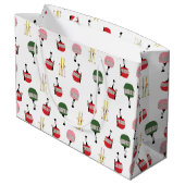 Weißer Retro Skilift Gondelbahn Winterski Große Geschenktüte (Rückseite Schrägansicht)