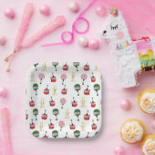 Weißer Retro Skilift Gondelbahn Winterski Pappteller (Party)