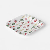 Weißer Retro Skilift Gondelbahn Winterski Pappteller (Gewinkelt)