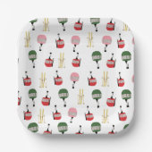 Weißer Retro Skilift Gondelbahn Winterski Pappteller (Vorderseite)