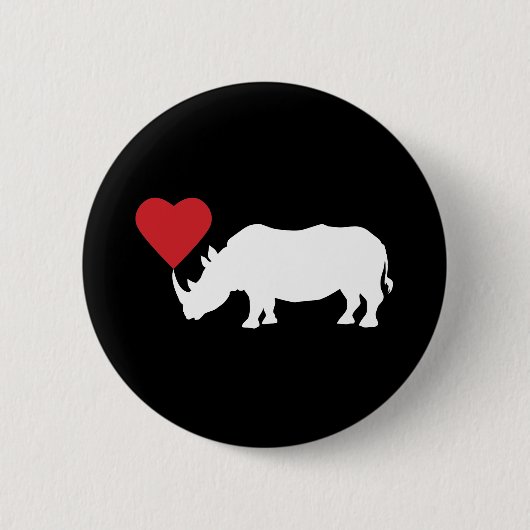 Weißer Rhino-mit-Herz Button (Vorderseite)