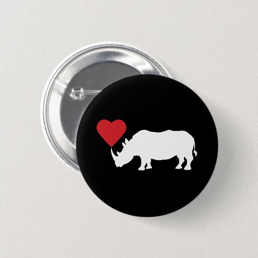 Weißer Rhino-mit-Herz Button (Vorne & Hinten)