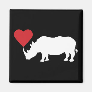 Weißer Rhino-mit-Herz Magnet
