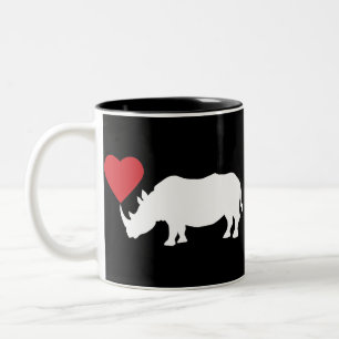 Weißer Rhino-mit-Herz Zweifarbige Tasse