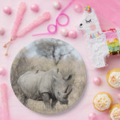 Weißer Rhino Pappteller (Party)