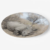 Weißer Rhino Pappteller (Schrägansicht)