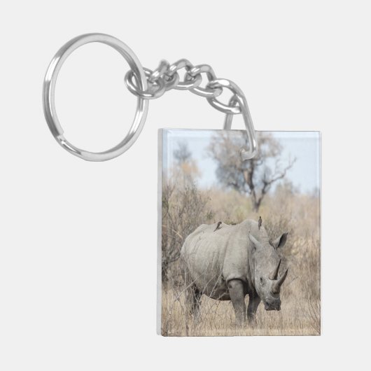 Weißer Rhino Schlüsselanhänger (Vorderseite links)