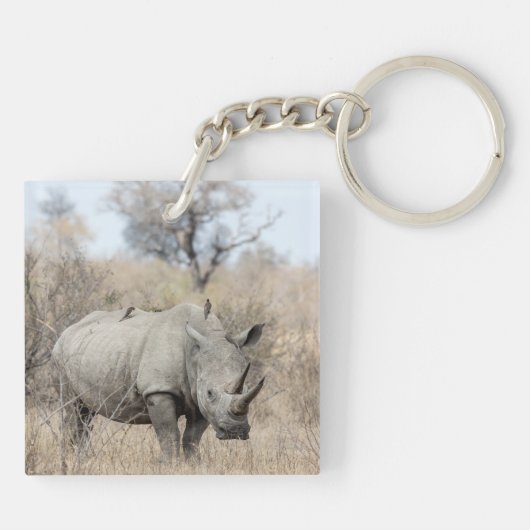 Weißer Rhino Schlüsselanhänger (Rückseite)
