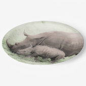 Weißer Rhino-u. Baby-PapierTeller Pappteller (Schrägansicht)