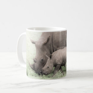 Weißer Rhino u. Baby-Tasse Kaffeetasse
