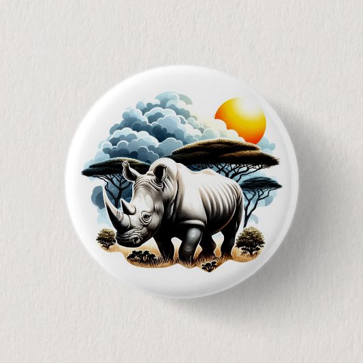 Weißer Rhinoceros Button (Vorderseite)