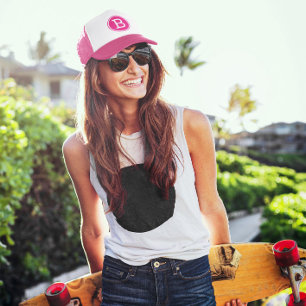 Weißer Ring Hot Pink Circle Monogramm Truckerkappe