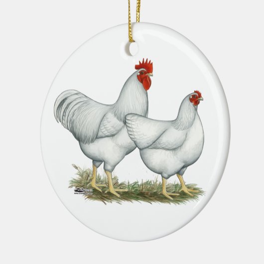 Weißer Rock Chickens Keramik Ornament (Links)