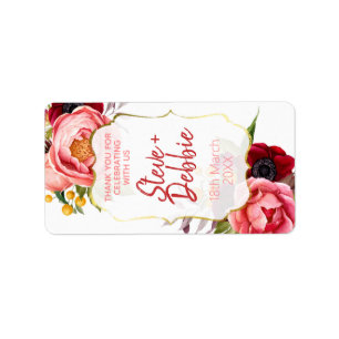 Weißer rosa Blumen-Gastgeschenk Adressaufkleber