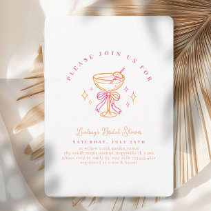 Weißer Rosa Cocktail Brautparty Bogen Einladung