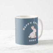 Weißer Rosa glücklicher Ostern Bunny Rabbit Slate Kaffeetasse (VorderseiteRechts)