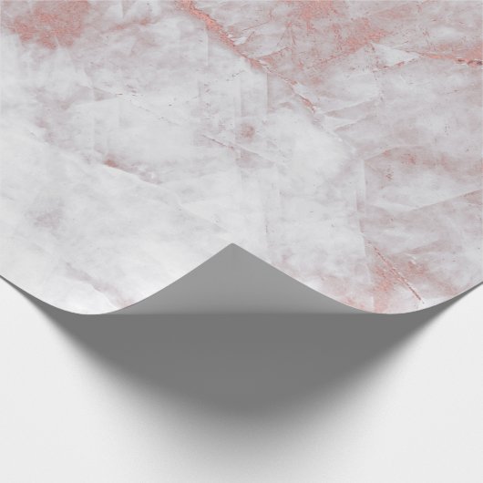 Weißer rosa grauer Marmor Shiny Pinsel Weiß Geschenkpapier (Ecke)