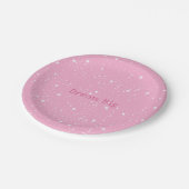 Weißer Rosa Himmel der Sterne Geburtstag Pappteller (Schrägansicht)