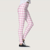Weißer rosa Large Pied De Poule Houndstooth Leggings (Rechts)