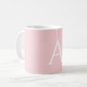 Weißer Rosa Name Anfangsbuchstabe Elegantes Skript Kaffeetasse (Vorderseite Links)