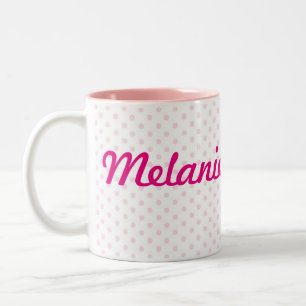 Weißer rosa Polkanamenspunkt ♥ TASSE ♥ MELANI