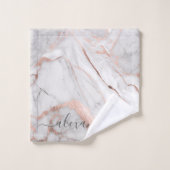 Weißer Rosa Rosengarten Gold Marmor Elegant Modern Badhandtuch Set (Waschlappen)