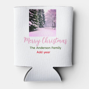 Weißer rosa Schnee frohe Weihnachten Familienname Dosenkühler
