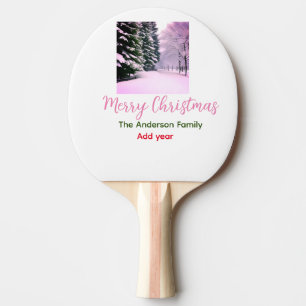 Weißer rosa Schnee frohe Weihnachten Familienname Tischtennis Schläger