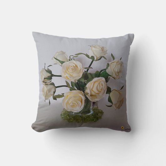 WEISSER ROSE DURCH CUSHION KISSEN (Vorderseite)