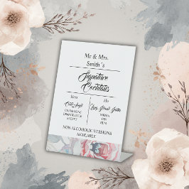 Weißer Rose Hochzeitscocktail Sockelschild