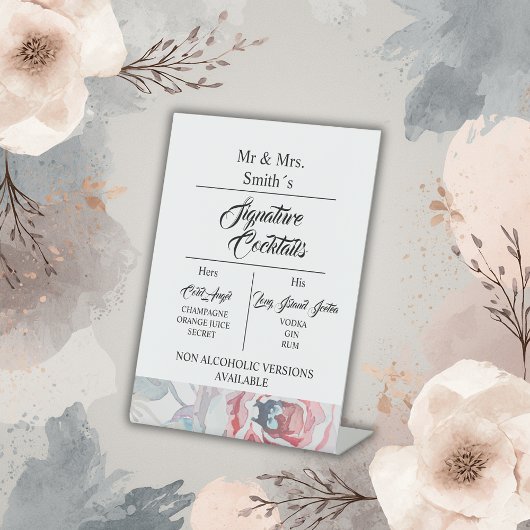 Weißer Rose Hochzeitscocktail Sockelschild