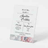 Weißer Rose Hochzeitscocktail Sockelschild (Vorderseite)