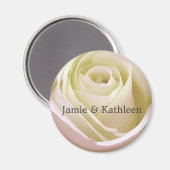 Weißer Rose Magnet (Vorderseite/Rückseite)
