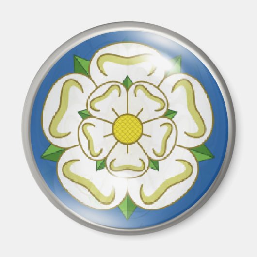 Weißer Rose von Yorkshire Flag Magnet (Vorne)