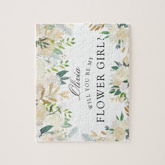 Weißer Rosen-Blumenstrauß | sind Sie mein Puzzle (Vertikal)