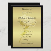 Weißer Rosen im Golden Hues Jubiläum Einladung (Vorne/Hinten)