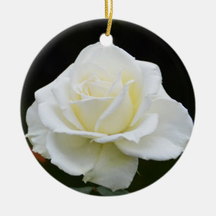Weißer Rosen Keramik Ornament