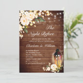 Weißer Rosen und Lattern Probe Abendessen Einladung (Stehend Vorderseite)